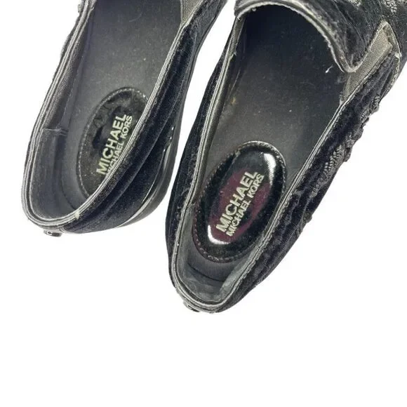 MICHAEL KORS Black Beaded Kyle Velvet Slip On Sneakers  - Picture 7 of 9